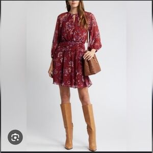 Vince Camuto Mettallic Floral Midi Print Dress